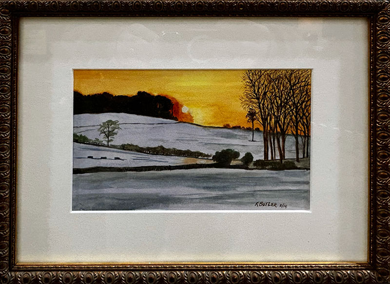 Snowy Landscape with Sunset