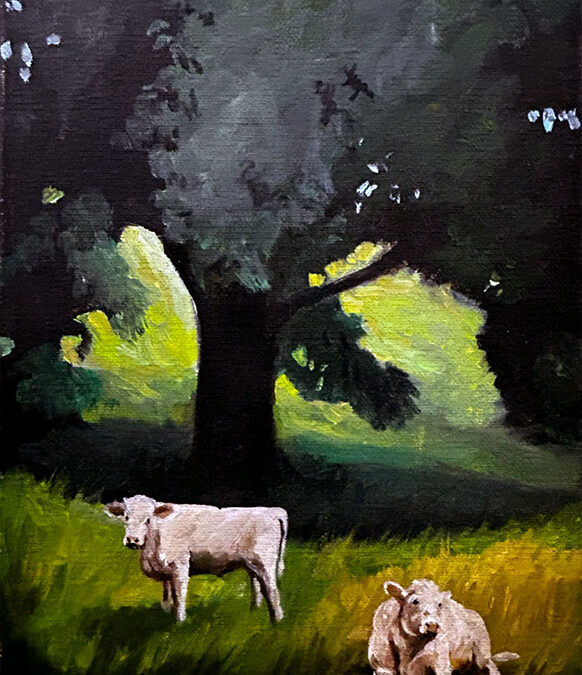 Landscape with 2 Cows